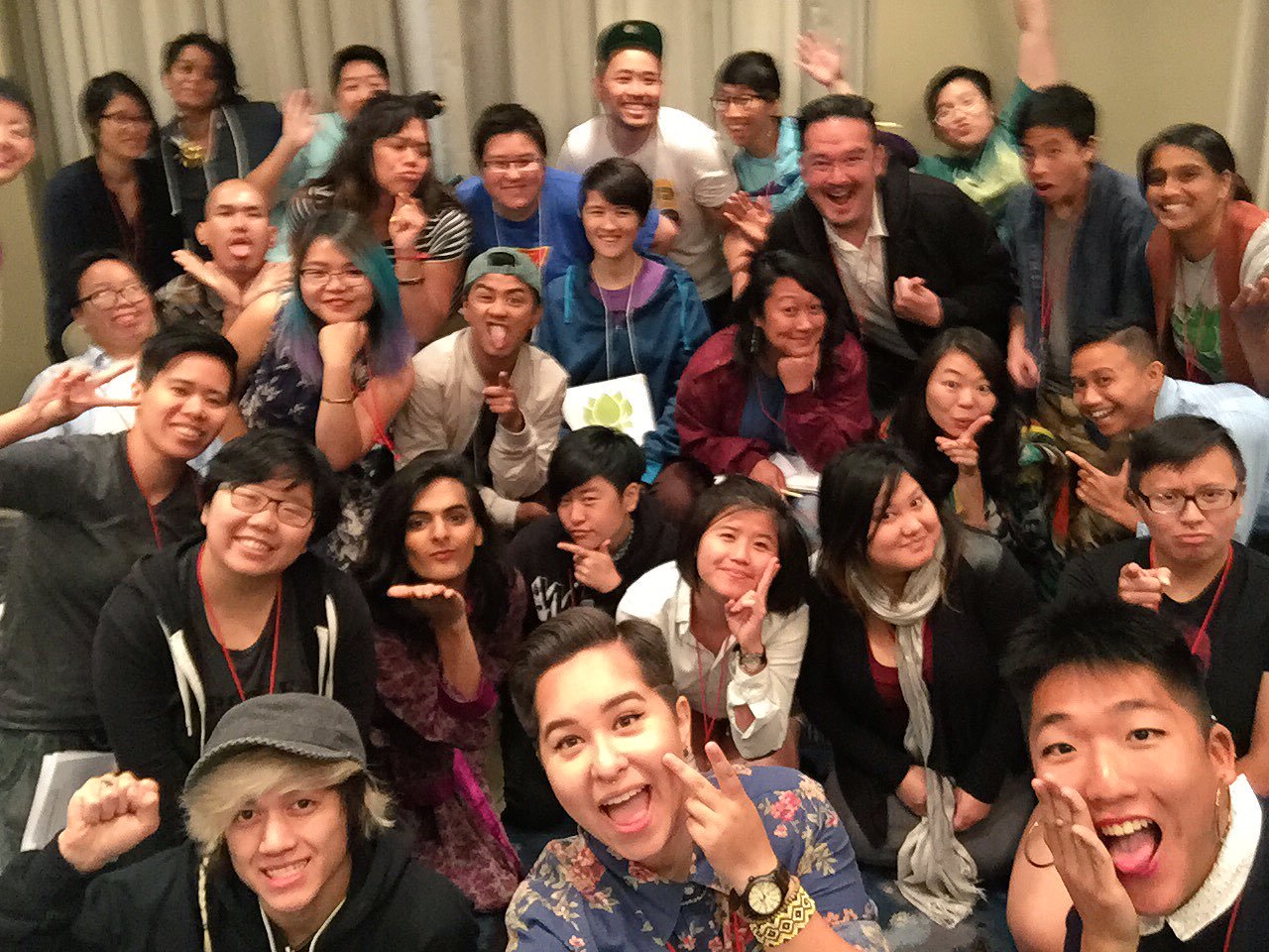 Image Description: A large group selfie from the NQAPIA Leadership Summit. 30 people strike a pose for the photo.
